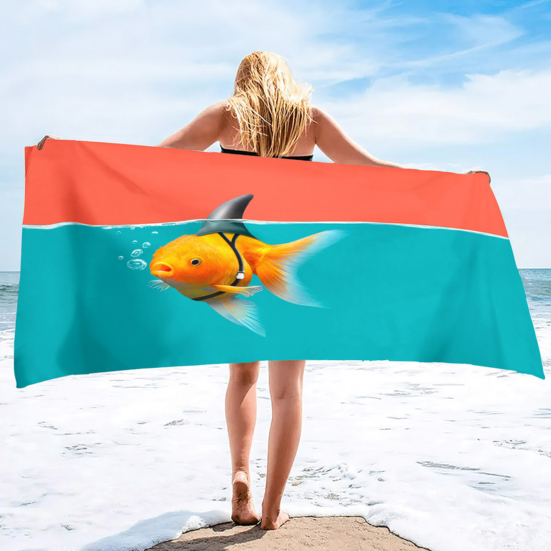Симпатични плажни кърпи със златни рибки Меки микрофибърни бързосъхнещи и устойчиви на пясък Големи големи без пясък  