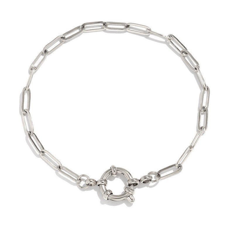 Европейска и американска модна ниша проста верига с острие верижна гривна от неръждаема стомана катарама за прашка гривна с кламер