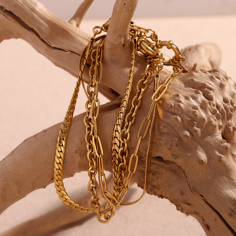 Европейска и американска модна ниша проста верига с острие верижна гривна от неръждаема стомана катарама за прашка гривна с кламер