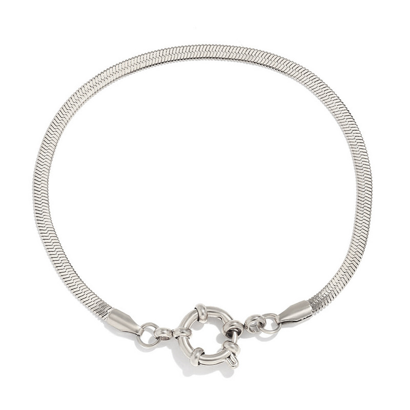 Европейска и американска модна ниша проста верига с острие верижна гривна от неръждаема стомана катарама за прашка гривна с кламер