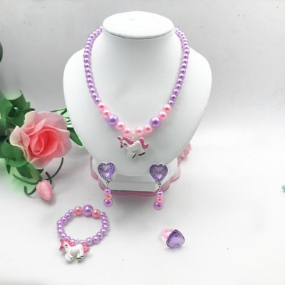 Σετ παιδικά αξεσουάρ μαλλιών χαριτωμένα κοσμήματα κινουμένων σχεδίων 1σετ = 5τμχ αξεσουάρ κοσμήματος κολιέ βραχιόλι φουρκέτα υψηλής ποιότητας