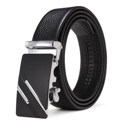 Дълъг колан за мъже от естествена кожа, удължен колан с автоматична катарама, ежедневен бизнес колан 