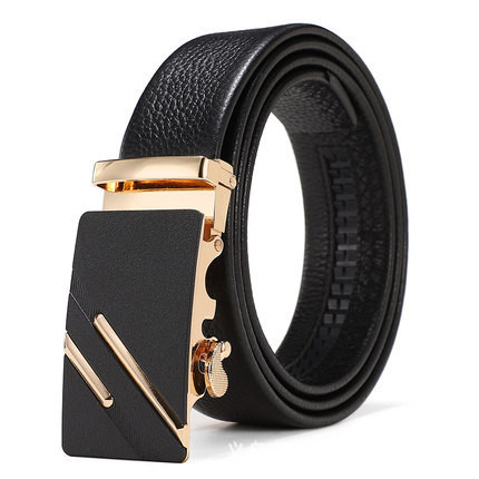 Дълъг колан за мъже от естествена кожа, удължен колан с автоматична катарама, ежедневен бизнес колан 