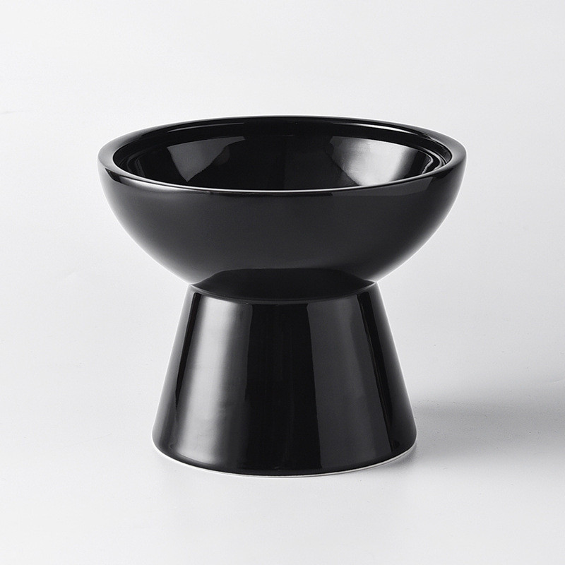 Zdjela za crnu mačku, zdjela za crnu mačku, zdjela za mačju hranu, keramička zdjela za piće za kućne ljubimce, zdjela za rižu, nagnuta zdjela za usta s visokim nogama, štitnik za vrat protiv udarca