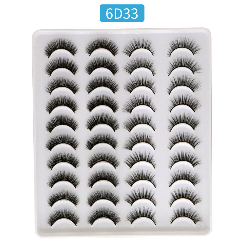 Ποικιλία διασυνοριακού εξωτερικού εμπορίου 20 ζεύγη φυσικών παχύρρευστων ινών με σκληρό στέλεχος ψεύτικες βλεφαρίδες μικτά μοντέλα μεμονωμένα μοντέλα σε απόθεμα