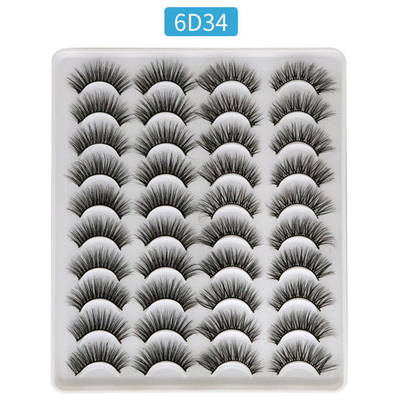 Ποικιλία διασυνοριακού εξωτερικού εμπορίου 20 ζεύγη φυσικών παχύρρευστων ινών με σκληρό στέλεχος ψεύτικες βλεφαρίδες μικτά μοντέλα μεμονωμένα μοντέλα σε απόθεμα