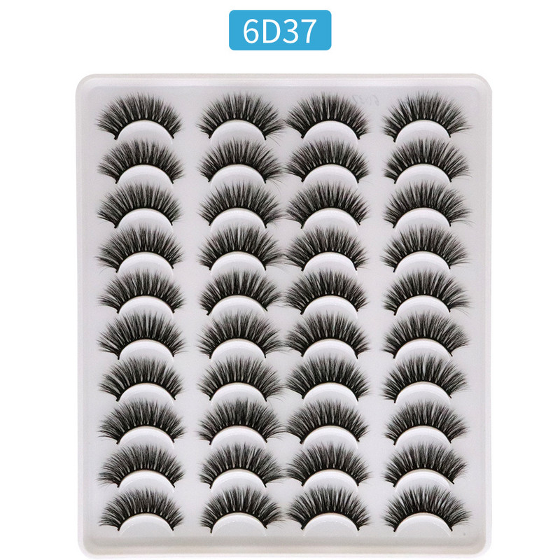 Ποικιλία διασυνοριακού εξωτερικού εμπορίου 20 ζεύγη φυσικών παχύρρευστων ινών με σκληρό στέλεχος ψεύτικες βλεφαρίδες μικτά μοντέλα μεμονωμένα μοντέλα σε απόθεμα