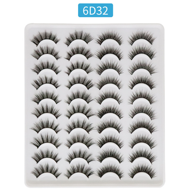 Ποικιλία διασυνοριακού εξωτερικού εμπορίου 20 ζεύγη φυσικών παχύρρευστων ινών με σκληρό στέλεχος ψεύτικες βλεφαρίδες μικτά μοντέλα μεμονωμένα μοντέλα σε απόθεμα