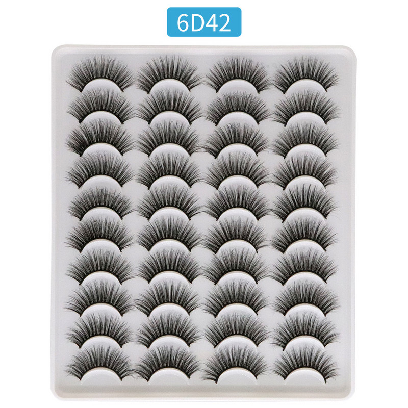 Ποικιλία διασυνοριακού εξωτερικού εμπορίου 20 ζεύγη φυσικών παχύρρευστων ινών με σκληρό στέλεχος ψεύτικες βλεφαρίδες μικτά μοντέλα μεμονωμένα μοντέλα σε απόθεμα