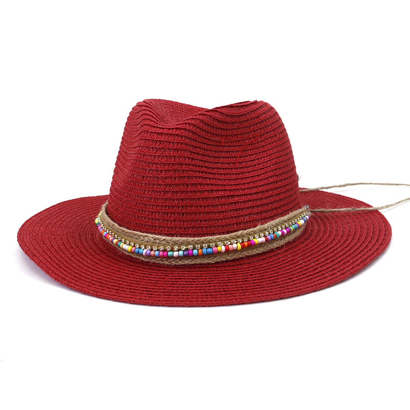 Ανοιξιάτικο και καλοκαίρι πολύχρωμο ψάθινο καπέλο τζαζ Γυναικείο καπέλο ηλίου Amazon για ταξίδια σε εξωτερικούς χώρους