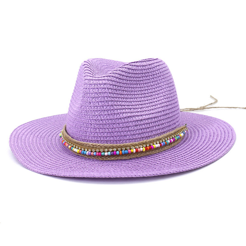 Ανοιξιάτικο και καλοκαίρι πολύχρωμο ψάθινο καπέλο τζαζ Γυναικείο καπέλο ηλίου Amazon για ταξίδια σε εξωτερικούς χώρους