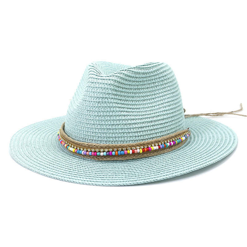 Ανοιξιάτικο και καλοκαίρι πολύχρωμο ψάθινο καπέλο τζαζ Γυναικείο καπέλο ηλίου Amazon για ταξίδια σε εξωτερικούς χώρους