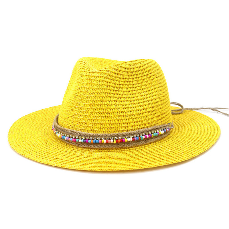 Ανοιξιάτικο και καλοκαίρι πολύχρωμο ψάθινο καπέλο τζαζ Γυναικείο καπέλο ηλίου Amazon για ταξίδια σε εξωτερικούς χώρους