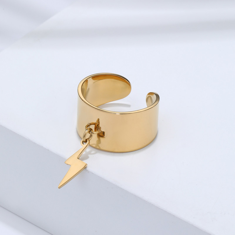 Határon átnyúló francia retro virágos holdgyűrű rozsdamentes acél nyitott gyűrűs kivitel