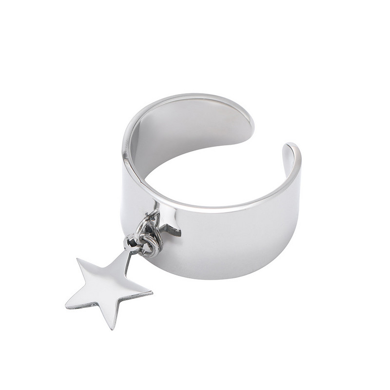 Határon átnyúló francia retro virágos holdgyűrű rozsdamentes acél nyitott gyűrűs kivitel