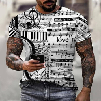 Ανδρικό μπλουζάκι ευρωπαϊκού και αμερικανικού καλοκαιριού AliExpress, νέος ειδικός στη μουσική, τρισδιάστατη ψηφιακή εκτύπωση, ανεξάρτητος σταθμός μπλουζάκι τάσης μόδας