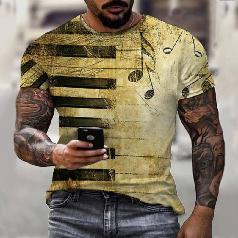 Europos ir Amerikos vyriški marškinėliai AliExpress vasaros naujos muzikos ekspertas 3D skaitmeninio spausdinimo nepriklausoma stotis mados tendencijų marškinėliai