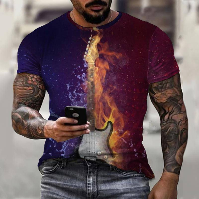 Europos ir Amerikos vyriški marškinėliai AliExpress vasaros naujos muzikos ekspertas 3D skaitmeninio spausdinimo nepriklausoma stotis mados tendencijų marškinėliai