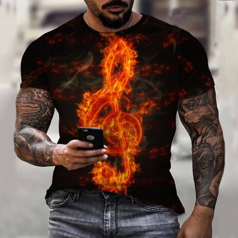 Europos ir Amerikos vyriški marškinėliai AliExpress vasaros naujos muzikos ekspertas 3D skaitmeninio spausdinimo nepriklausoma stotis mados tendencijų marškinėliai