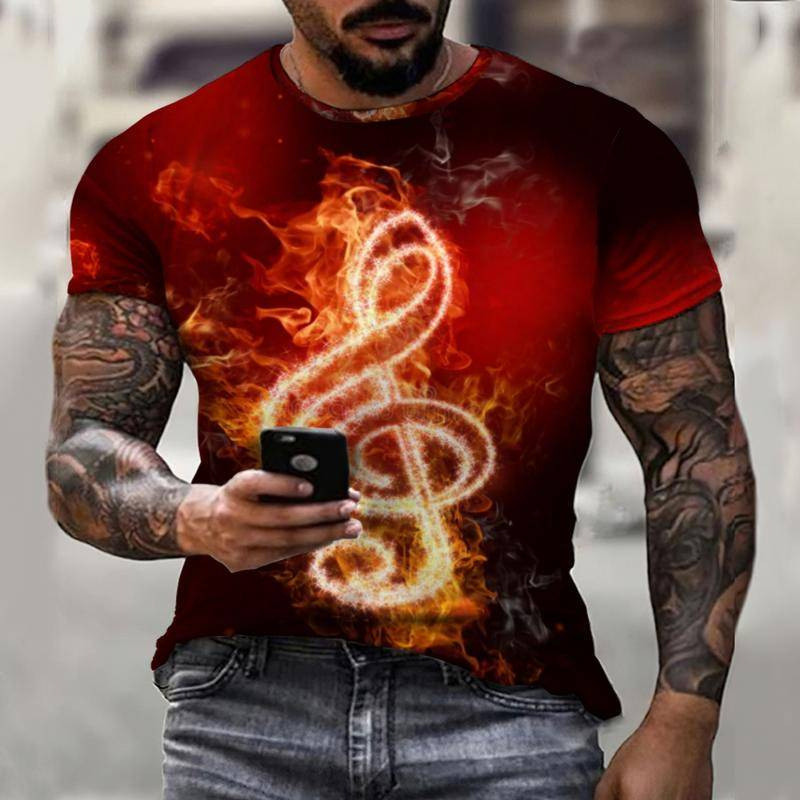 Europos ir Amerikos vyriški marškinėliai AliExpress vasaros naujos muzikos ekspertas 3D skaitmeninio spausdinimo nepriklausoma stotis mados tendencijų marškinėliai