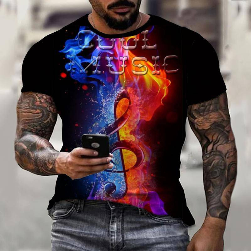 Europos ir Amerikos vyriški marškinėliai AliExpress vasaros naujos muzikos ekspertas 3D skaitmeninio spausdinimo nepriklausoma stotis mados tendencijų marškinėliai