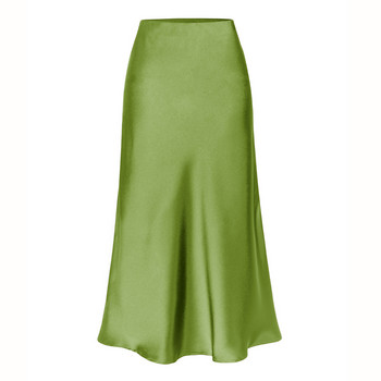υψηλής ποιότητας acetate satin φούστα ελαστική ψηλόμεση μονόχρωμη φούστα μεσαίου μήκους γυναικεία ρούχα