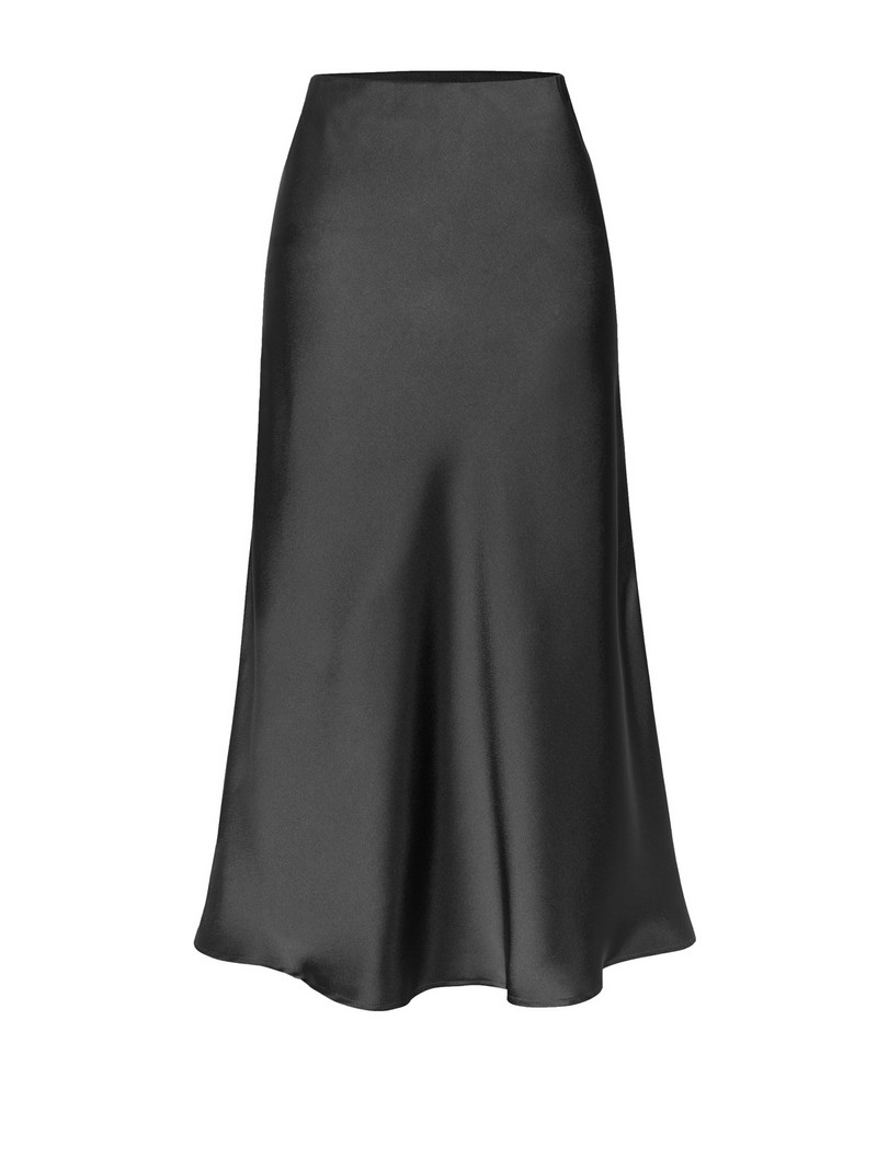 kiváló minőségű acetát szatén szoknya rugalmas magas derékú egyszínű középhosszú szoknya női ruha