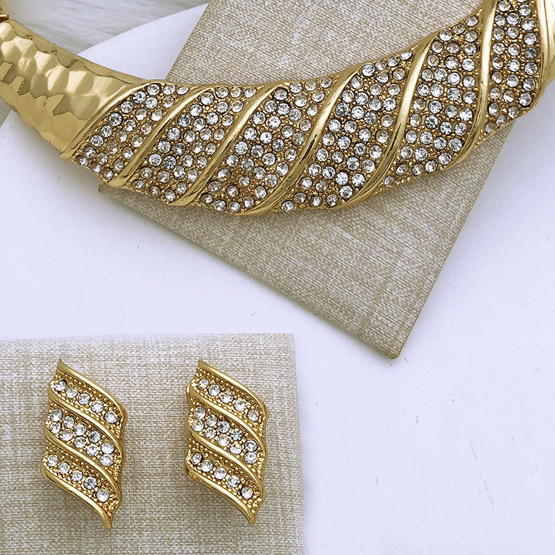 позлатено булчинско сватбено колие, обеци, пръстен, гривна, комплект бижута за африкански жени, дамски