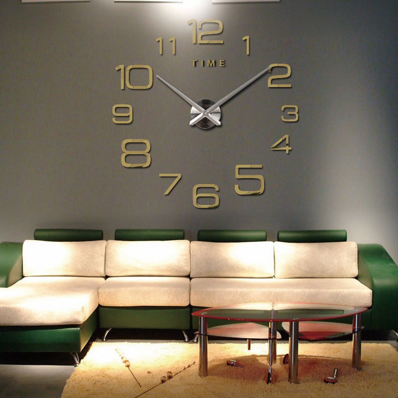 Nappali digitális falióra/Kreatív óra Európai és amerikai egyszerű tükörfali matrica Nagy óra Barkácsolás Nappali falióra