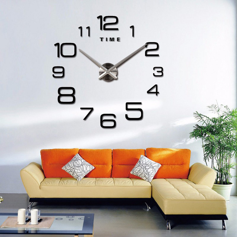 Цифров стенен часовник за хол/творчески часовник Европейски и американски прост огледален стикер за стена голям часовник Направи си сам стенен часовник за хол