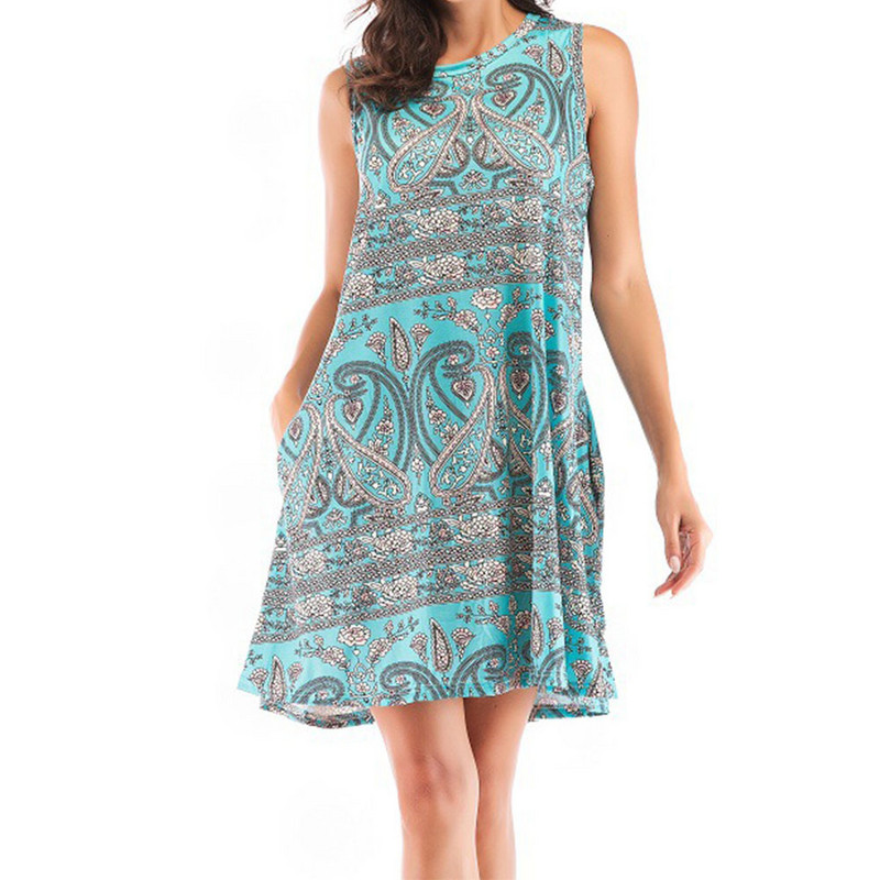 Határon átnyúló tavaszi és nyári új stílusú virágos harisnyatartó nagy lengő női szoknya alkalmi környakú kardigán alkalmi alkalmi ruha