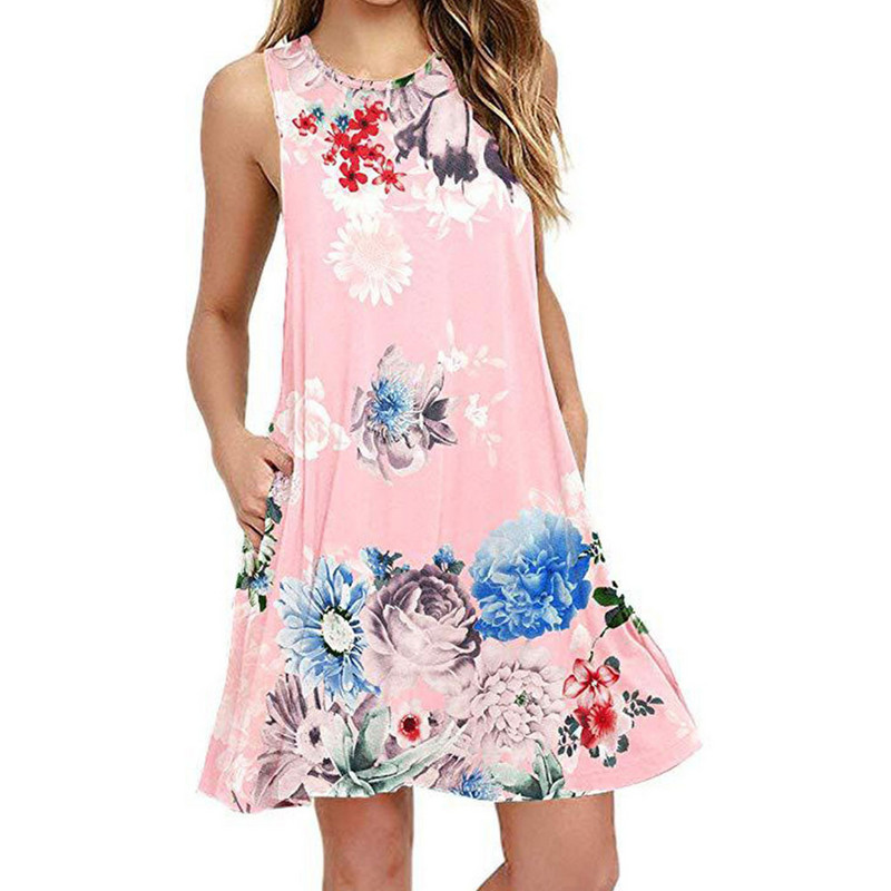 Határon átnyúló tavaszi és nyári új stílusú virágos harisnyatartó nagy lengő női szoknya alkalmi környakú kardigán alkalmi alkalmi ruha