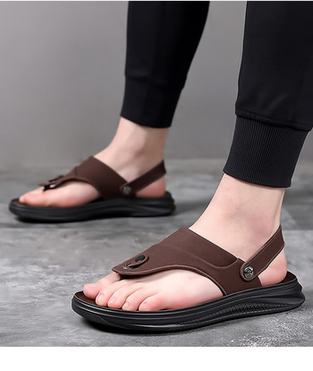 Καλοκαίρι 2024 νέα μαλακά δερμάτινα ανδρικά σανδάλια αντιολισθητικά παπούτσια παραλίας σαγιονάρες ανδρικά πέδιλα casual ανδρικά