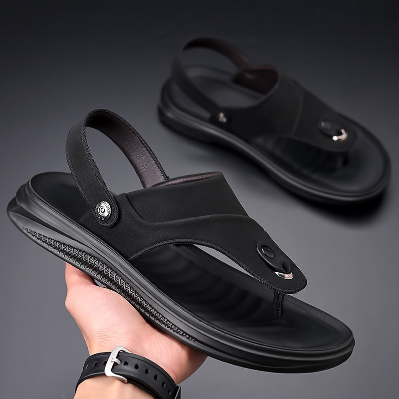 2024 летни нови меки кожени мъжки сандали неплъзгащи се устойчиви на износване плажни обувки джапанки сандали за мъже ежедневни сандали за мъже