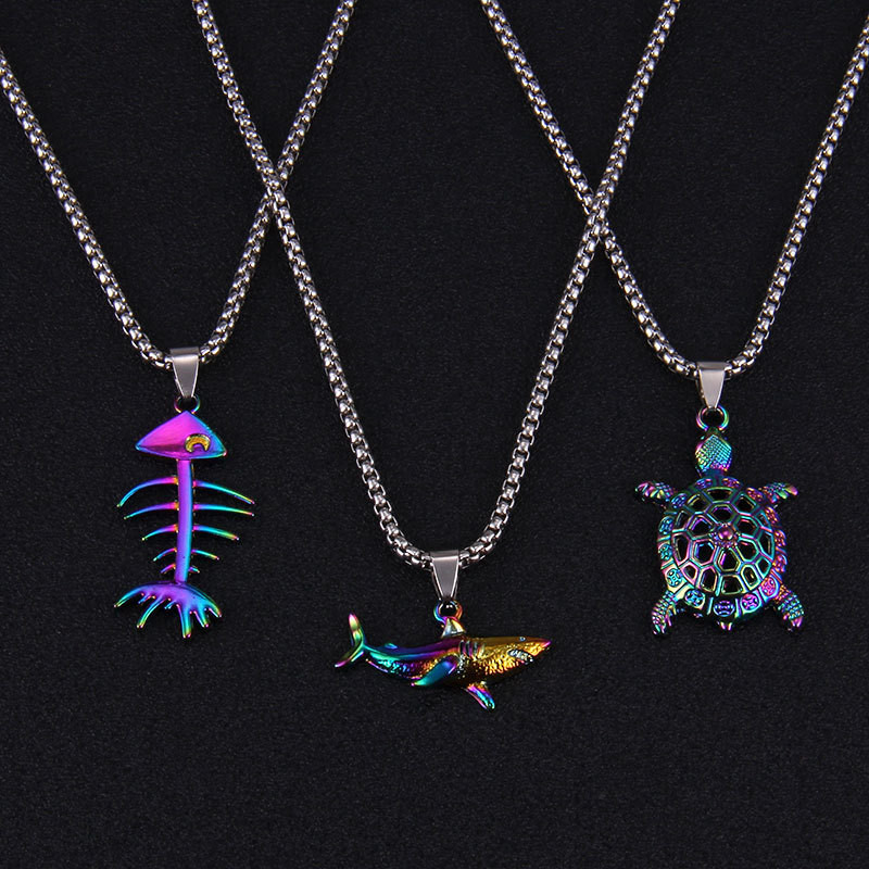 Μόδα μοντέρνα πολύχρωμο κέλυφος σαύρας καρχαρίας χελώνας Κολιέ για ζευγάρια θάλασσας