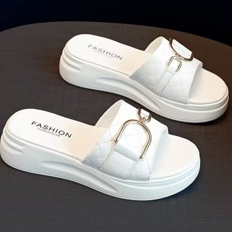 Сандали за жени лято 2024 нови модерни чехли с дебела подметка за жени за плажни обувки навън