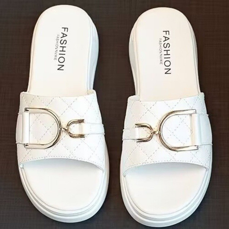 Сандали за жени лято 2024 нови модерни чехли с дебела подметка за жени за плажни обувки навън