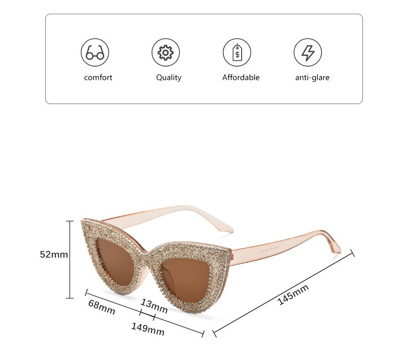 Sunčane naočale optočene dijamantima, novi stil, moderno, trendi, šareni dijamanti, veliki okvir, mršavljenje, internetska slavna osoba, univerzalno, isti stil, vrhunske sunčane naočale, vanjska trgovina