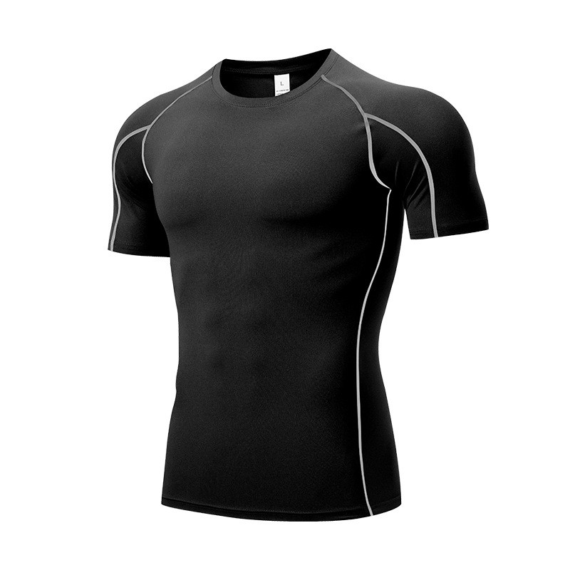 Fitness Clothing Meeste PRO kitsad lühikeste varrukatega T-särgid Maratonijooks Sport Elastic Quick Dry Treeningriided G1032