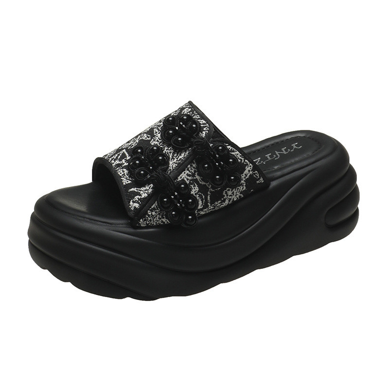 Летни 2024 нов стил ежедневни и универсални сандали за жени, модни интернет знаменитости горещ стил ултра леки меки подметки увеличаващи височината 8см сандали и чехли на платформа