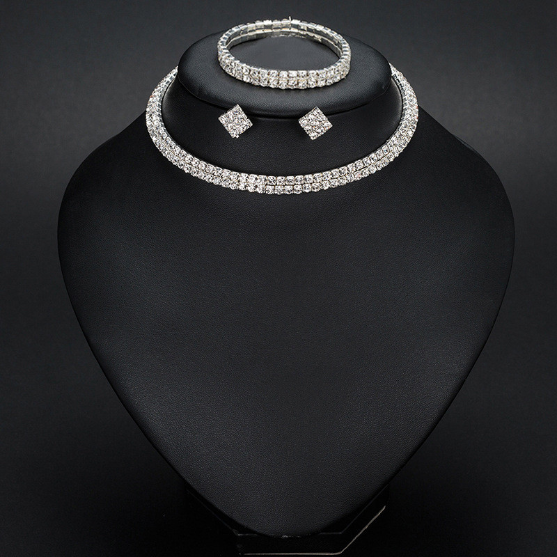 Popularni europski i američki modni lančić za nokte, dijamantni svadbeni set, višeredni dijamantni obruč, naušnice, ogrlica, set nakita