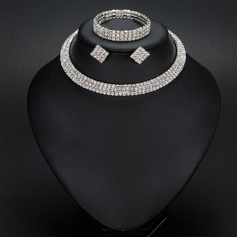 Popularni europski i američki modni lančić za nokte, dijamantni svadbeni set, višeredni dijamantni obruč, naušnice, ogrlica, set nakita