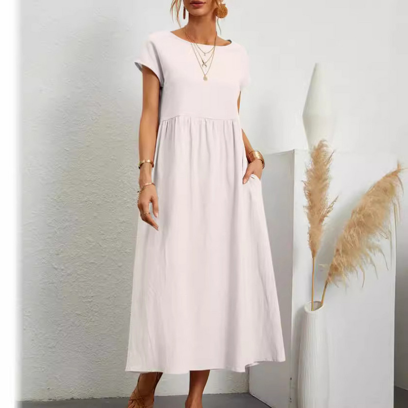 2024 г. нова европейска и американска дамска рокля без ръкави, без ръкави, джобове