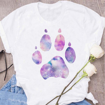 Ανεξάρτητο Station Γυναικείο T-Shirt Animal Paw Print Loose Cute Retro Basic Top Tee για γυναίκες