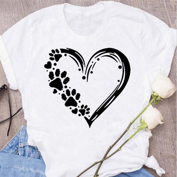 Ανεξάρτητο Station Γυναικείο T-Shirt Animal Paw Print Loose Cute Retro Basic Top Tee για γυναίκες