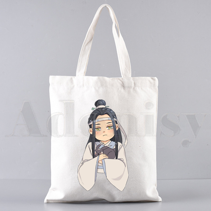 Határon átnyúló külkereskedelem Mo Dao Zu Shi nyomtatott vászontáska Harajuku válltáska divatos kézi bevásárlótáska raktáron