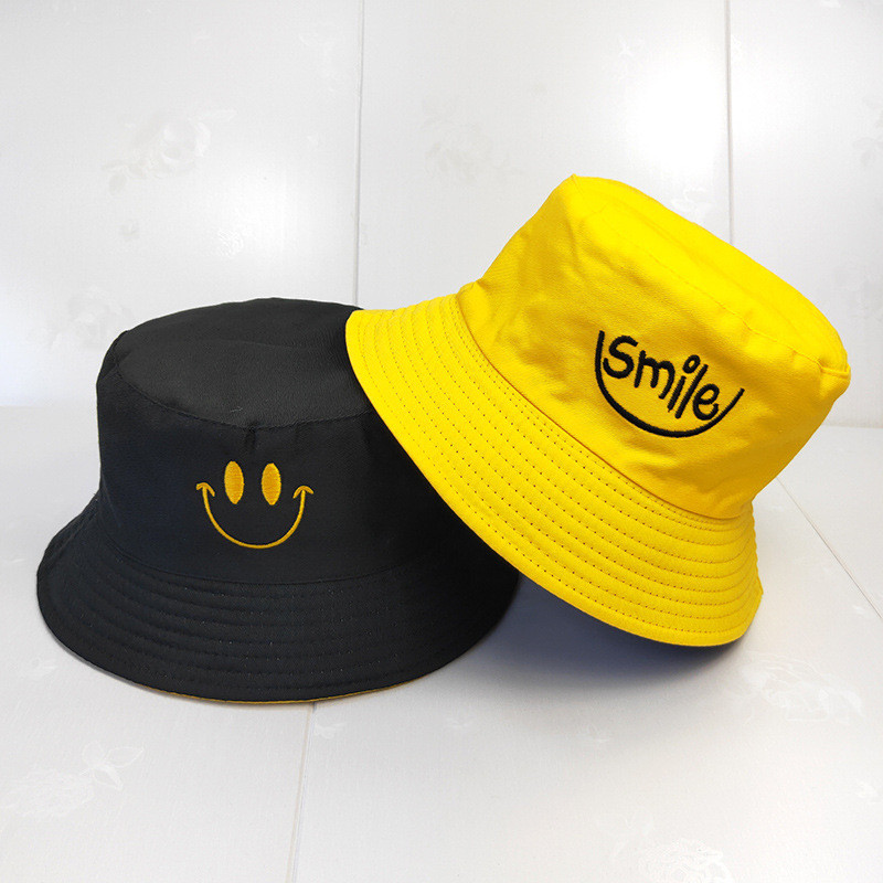 Új kreatív koreai változat kétoldalas hímzett mosolygós halász sapka pár vicces szöveg kültéri mosósapka modern kalap