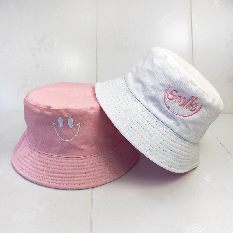 Új kreatív koreai változat kétoldalas hímzett mosolygós halász sapka pár vicces szöveg kültéri mosósapka modern kalap