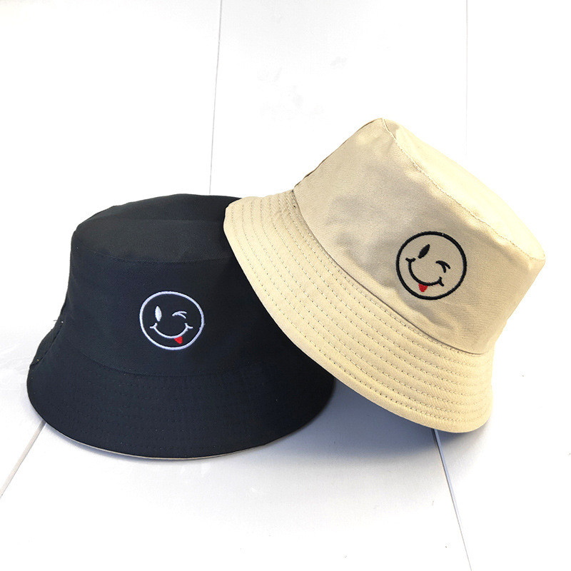 Új kreatív koreai változat kétoldalas hímzett mosolygós halász sapka pár vicces szöveg kültéri mosósapka modern kalap