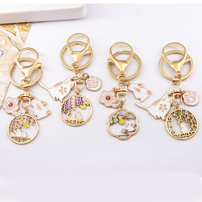 Γιαπωνέζικο Sakura Love Cat Rabbit Κρεμαστό Κρεμαστό Μπρελόκ Λουλούδι Γάτα Αξεσουάρ Κάλυμμα ακουστικών Κρεμαστά κοσμήματα